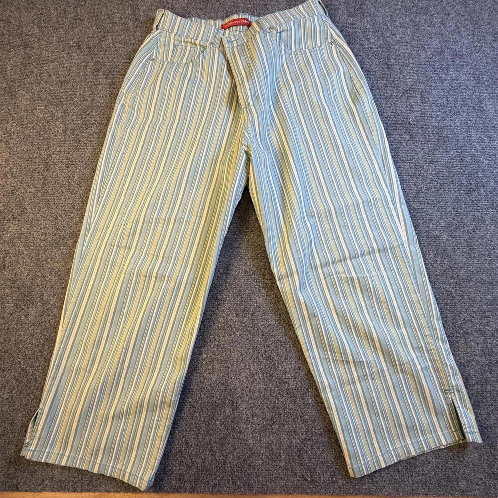 Gloria Vanderbilt Amanda Crop Pants Blue Striped High Rise Straight Leg 12 #936 - Picture 8 of 9